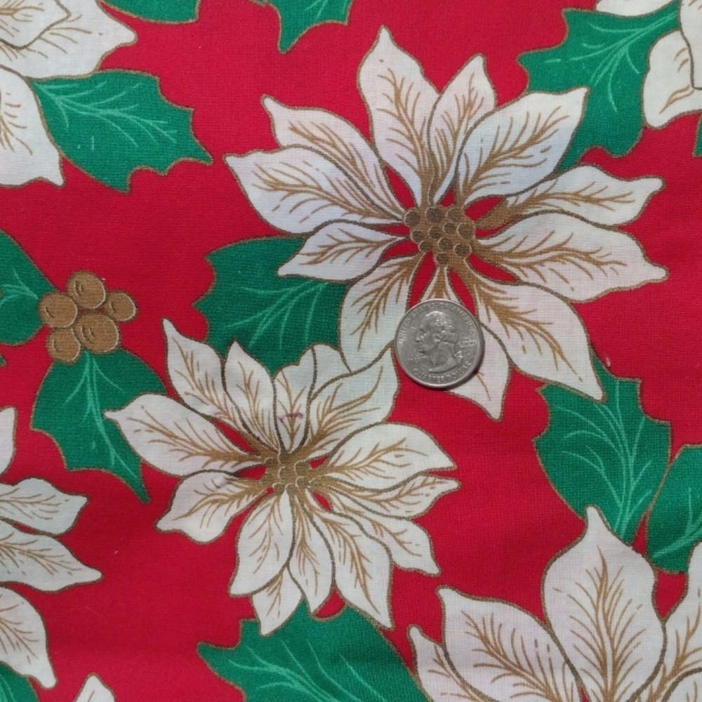 Vintage Poinsettia Fabric Panel Ozark Christmas by Fabri-Quilt Inc. 37" x 44"